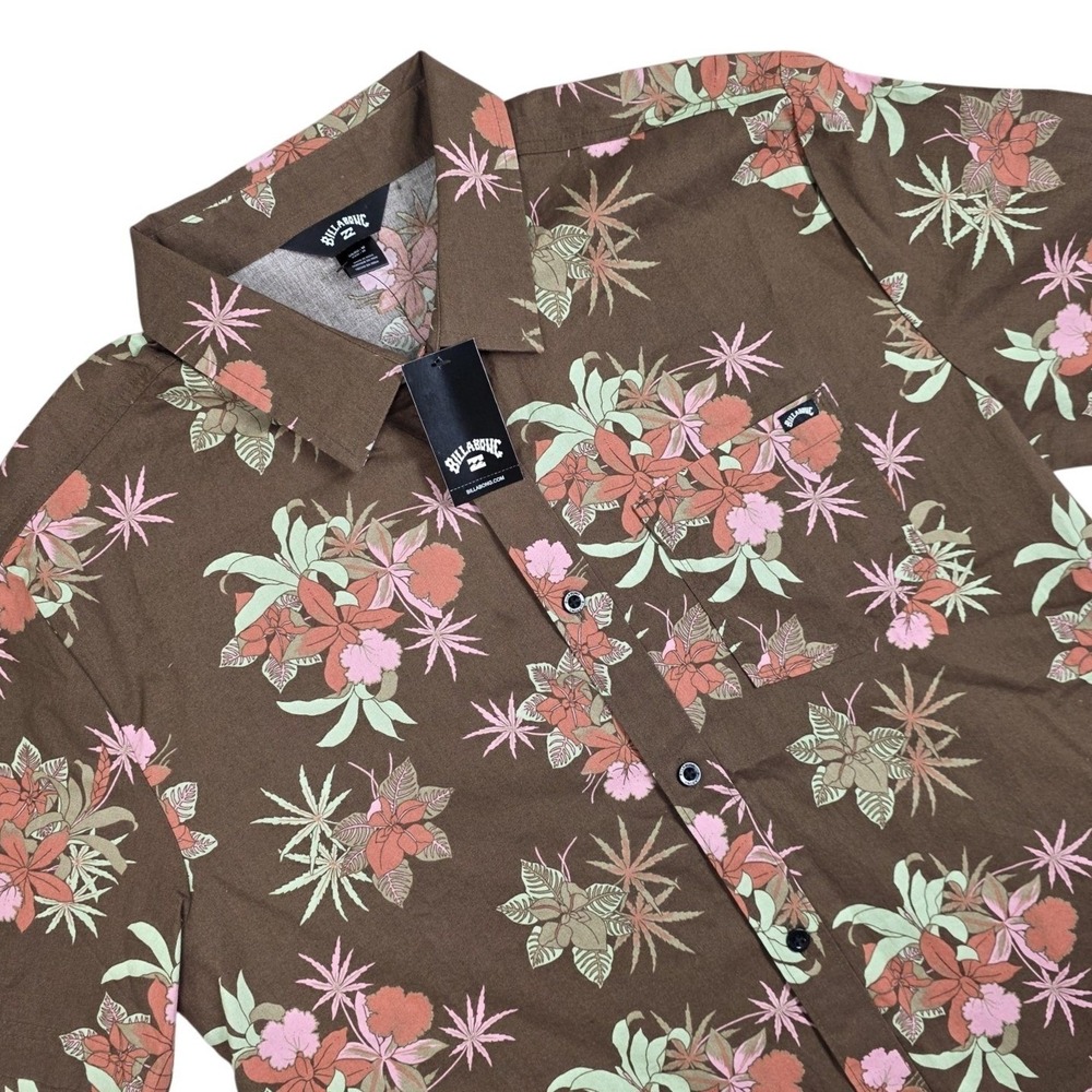 Billabong Shirt Mens Medium Brown Hawaii Five-O Surf Beach Summer Surfboard NEW